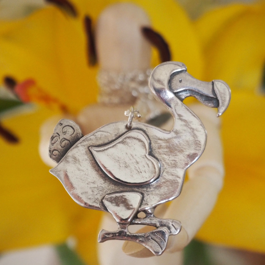 Fine silver dodo on a sterling silver chain