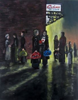 "The Deal" - An original oil painting on canvas by Neil Thompson. Size, 50 cm tall by 40 cm wide.
