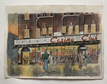 "Arriving at the Casino" - Original Water Colour Painting by Neil Thompson. Size - 34 cm wide by 23 cm tall.