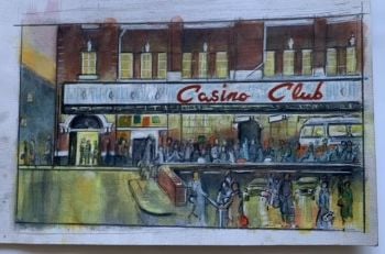 "At the Casino, Part II" - Original Water Colour Painting by Neil Thompson. Size - 32 cm wide by 19 cm tall.