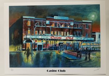 "Casino Club" - A signed limited edition print showing the front of Wigan Casino. Two different size prints available.