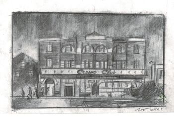"Casino Club Pencil Sketch" - An original pencil sketch of Wigan Casino