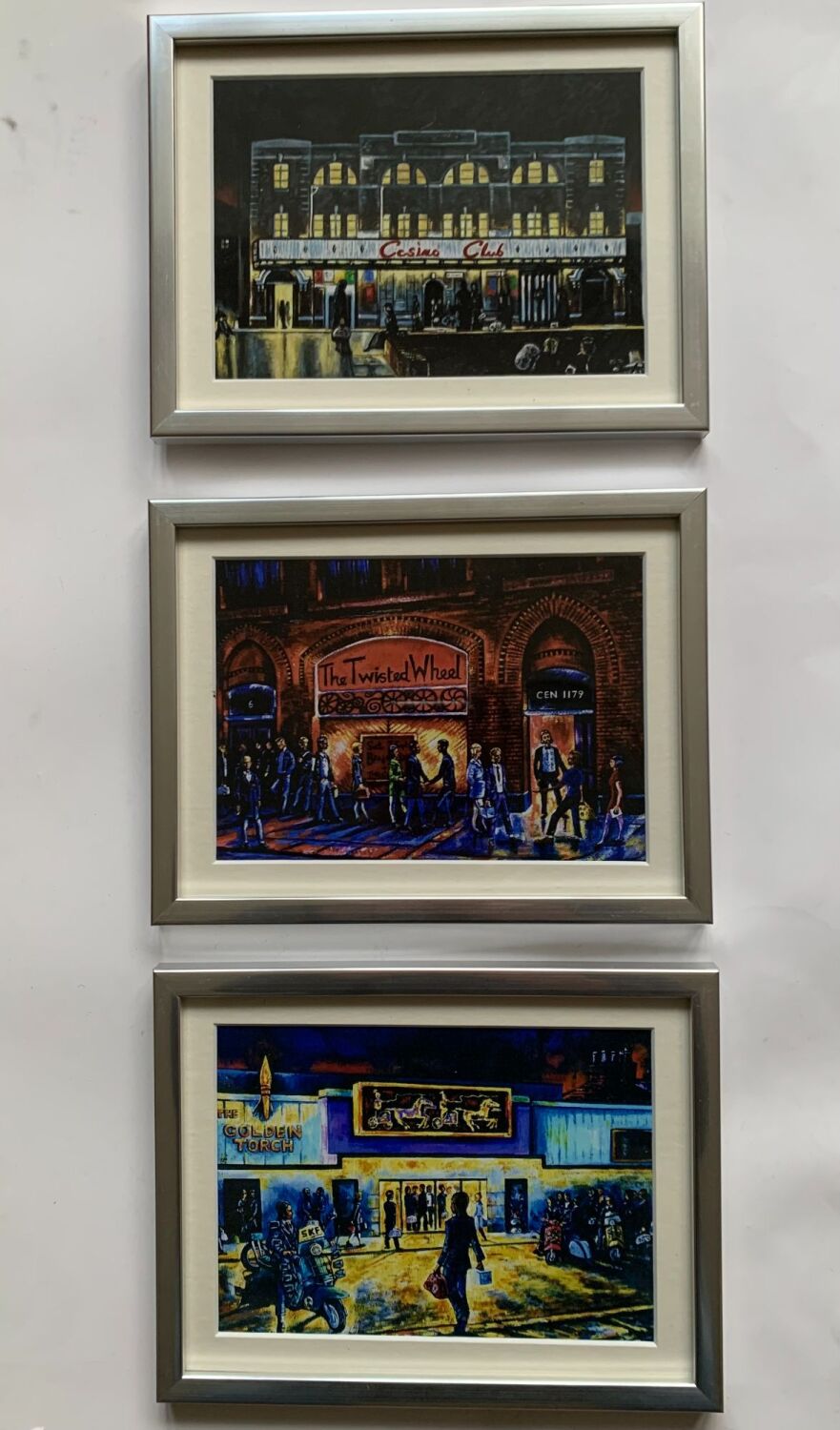 Three mounted and silver framed prints of the 3 great Northern Soul clubs, 