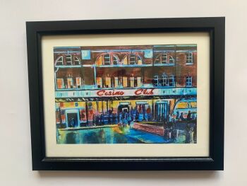 "Casino Club" - Mounted and Framed (Black Frame). Overall size 22 cm wide by 17 cm tall.