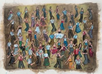 "Just Dance Now" - Original Water Colour Painting by Neil Thompson. Size - 30 cm wide by 21 cm tall.