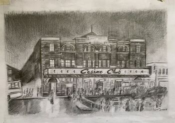 "Casino Nights Preparatory Pencil Sketch" - Original Pencil Sketch