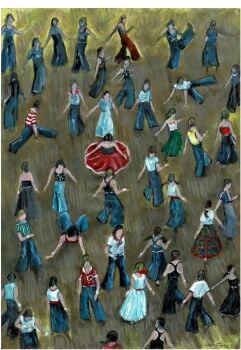 "Everybody Dance Now, Part II" - An original acrylic painting of a packed Northern Soul dance floor. Size : 42 cm by 30 cm. dance floor