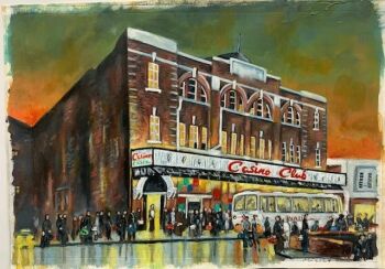 "One Night at Wigan Casino, Part II" - Original Oil Painting by Neil Thompson. Size - 36 cm wide by 25 cm tall.