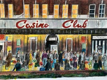 "At the Casino, Part V" - Original Water Colour Painting by Neil Thompson. Size - 29.5 cm wide by 21 cm tall.