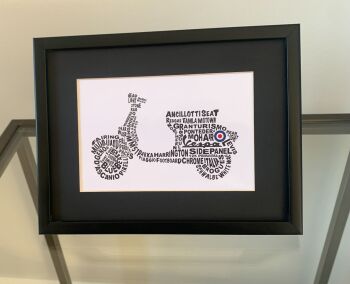 "Vespa Scooter" - A print on gloss photo paper, matt black mounted and framed.