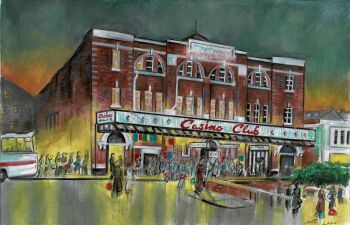 "Casino Club Before An All Nighter" - Original Water Colour Painting by Neil Thompson. Size - 35 cm wide by 25 cm tall.