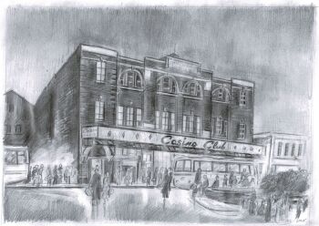 "Casino Club Before An All Nighter" Preparatory Sketch - Original Pencil Sketch by Neil Thompson. Size - 36 cm wide by 26 cm tall.