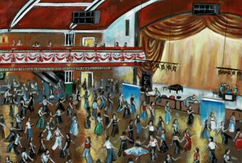 "Gotta Hold on to This Feeling" - An original oil painting of the packed dance floor at the Casino. 39 cm by 27 cm.