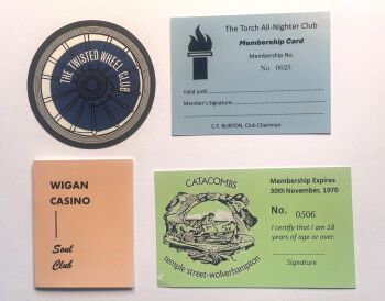 A Set of Membership Cards From Four of the Great Northern Soul Clubs
