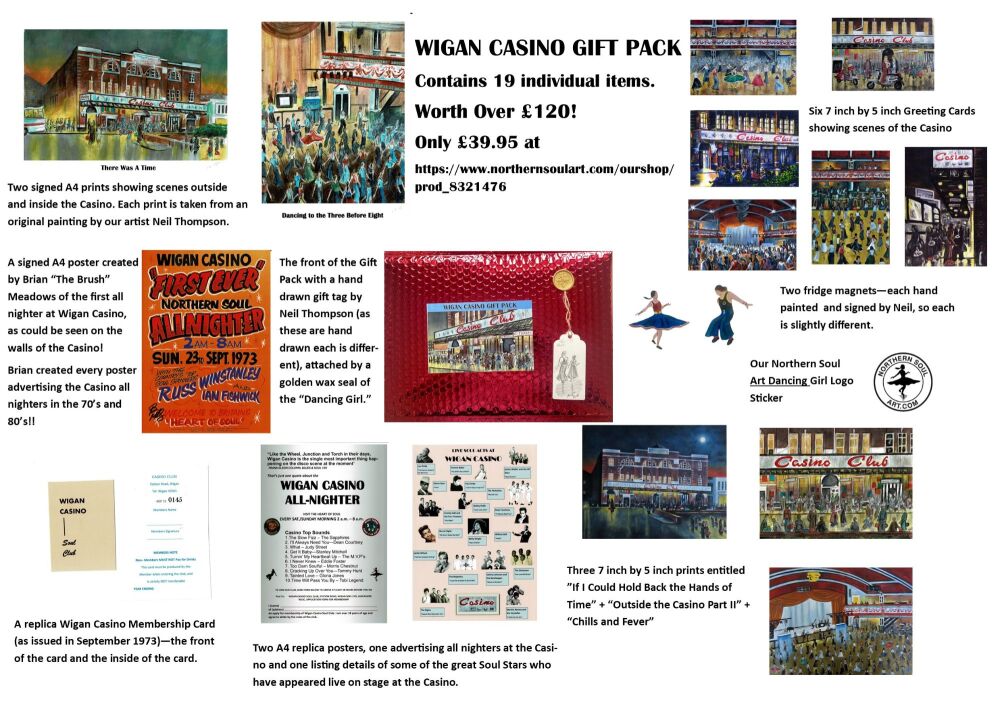 A Wigan Casino Gift Pack, containing 19 individual items worth over £120.