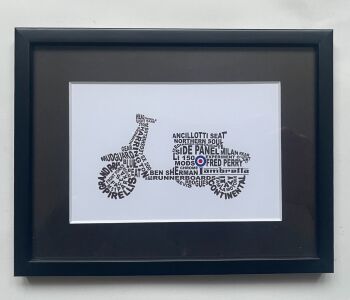 "Lambretta Scooter" - A print on gloss photo paper, matt black mounted and framed.