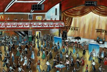 "Gotta Hold on to This Feeling" - An original oil painting of the packed dance floor at the Casino. 39 cm by 27 cm.