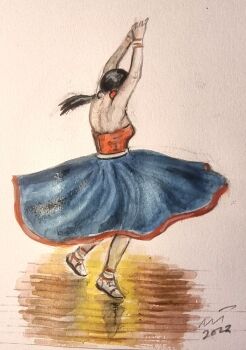 "Get It Baby" - Water Colour Painting, by Neil Thompson. Overall Size - A5 (21cm by 14.8cm)