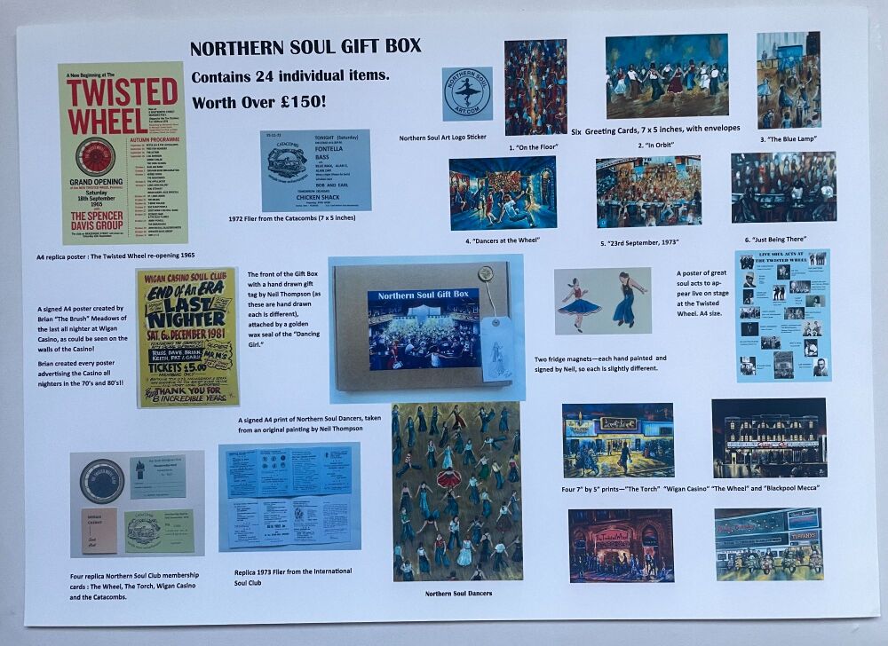 A Northern Soul Gift Box, containing 24 items worth over £150.