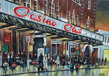 "Down at the Casino"- Original Oil Painting by Neil Thompson. Size : 38 cm by 19 cm.