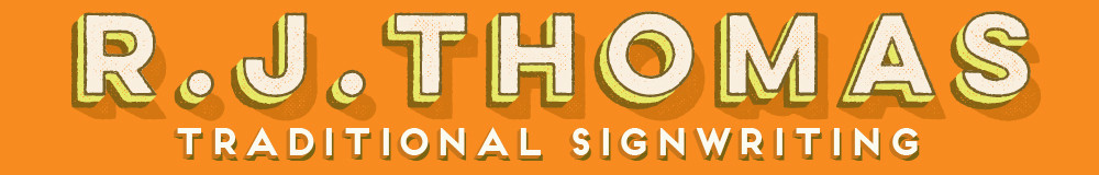 R.J.THOMAS  Traditional Signwriting, site logo.