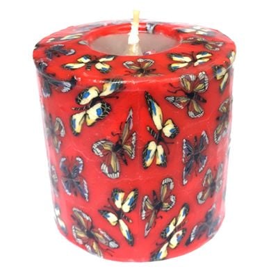 Swazi Pillar Candle - Butterfly (red)