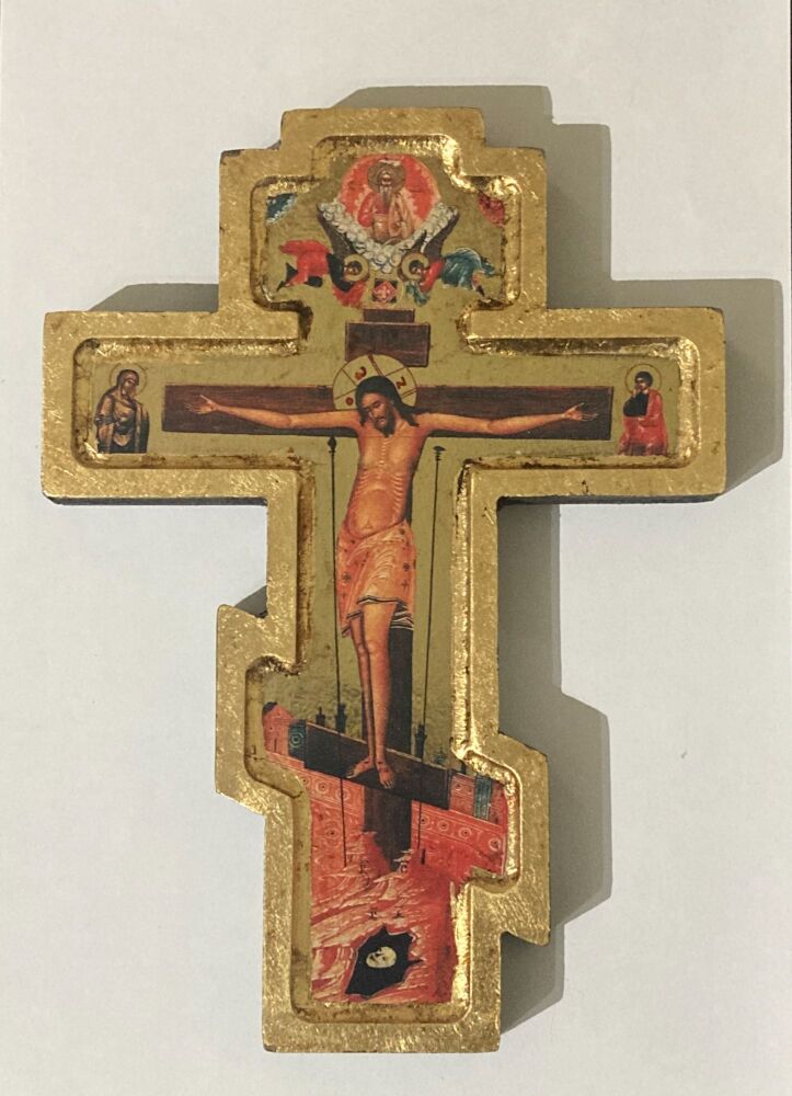 Wooden Greek Orthodox Icon wall Cross (23.5 x 17cm)