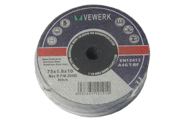VEWERK 75 X 1.6 X 10MM METAL CUTTING DISCS