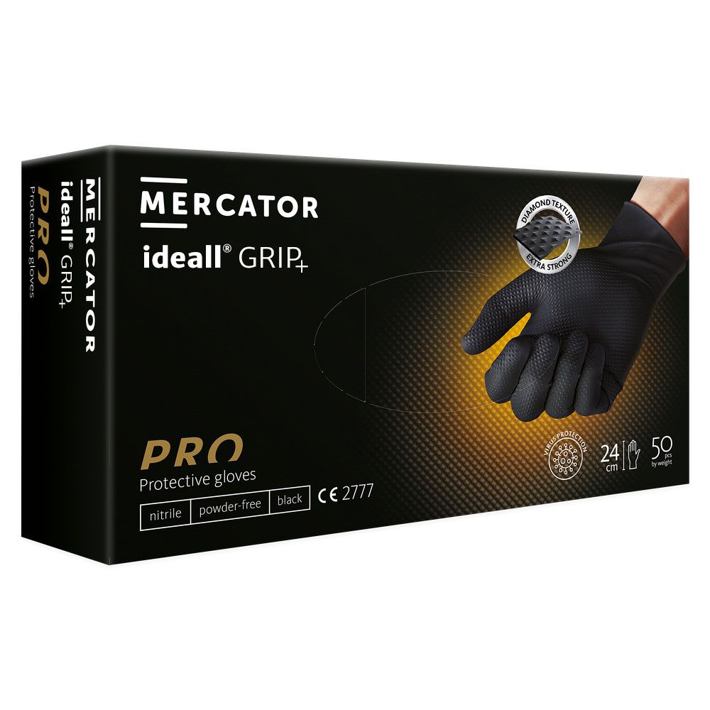 Black Grip Disposable Gloves Size 8/M