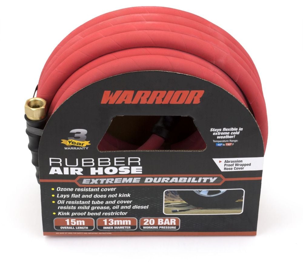 WELZH Werkzeug Warrior™ Premium Rubber Air Hose; 1/2'' x 15m