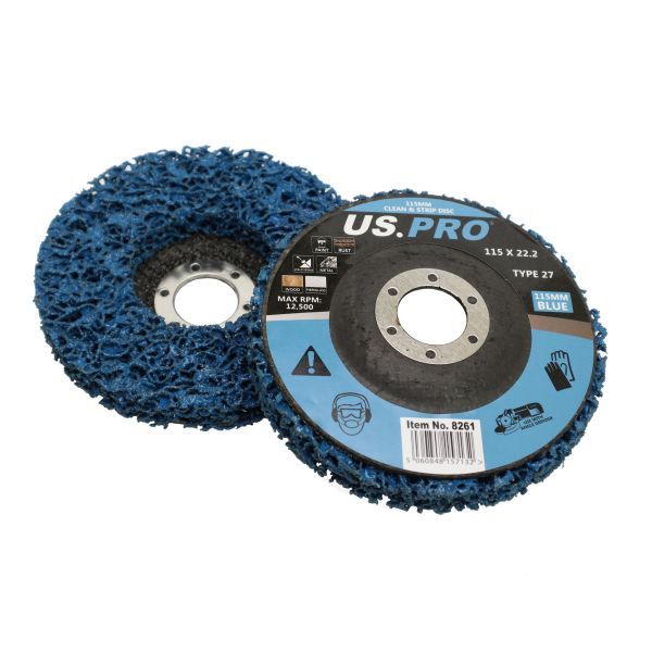 US PRO 115MM Blue Clean & Strip Disk 22.2mm Bore - Pack of 5