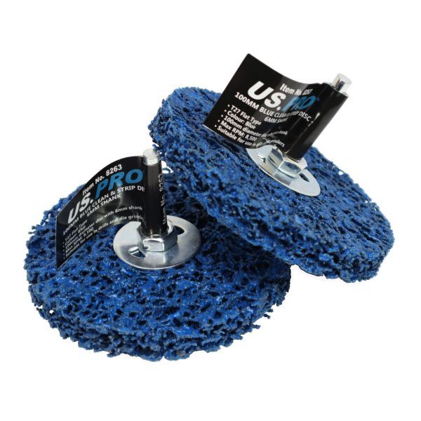 US PRO 100mm Blue Clean & Strip Disk 6mm Shank - Pack of 10