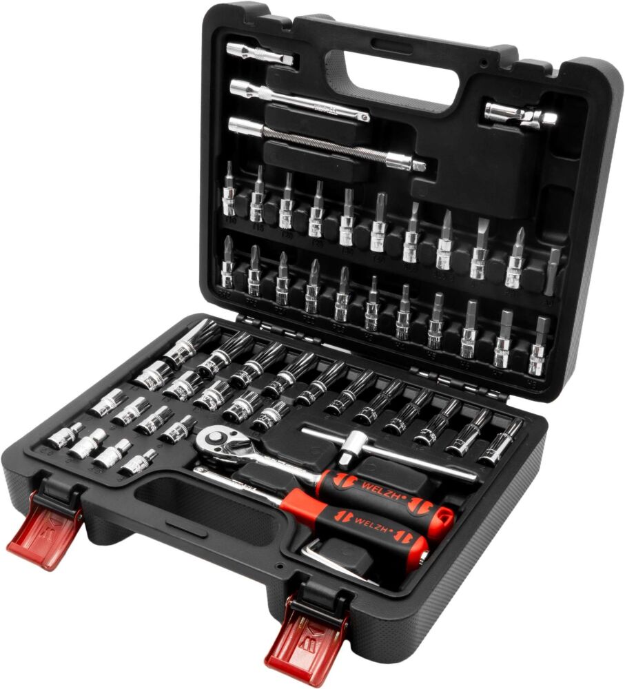 WELZH Socket Tool Set; 57-Piece Deep & Shallow, Chrome, 1/4'' 6-Point 4187-WW