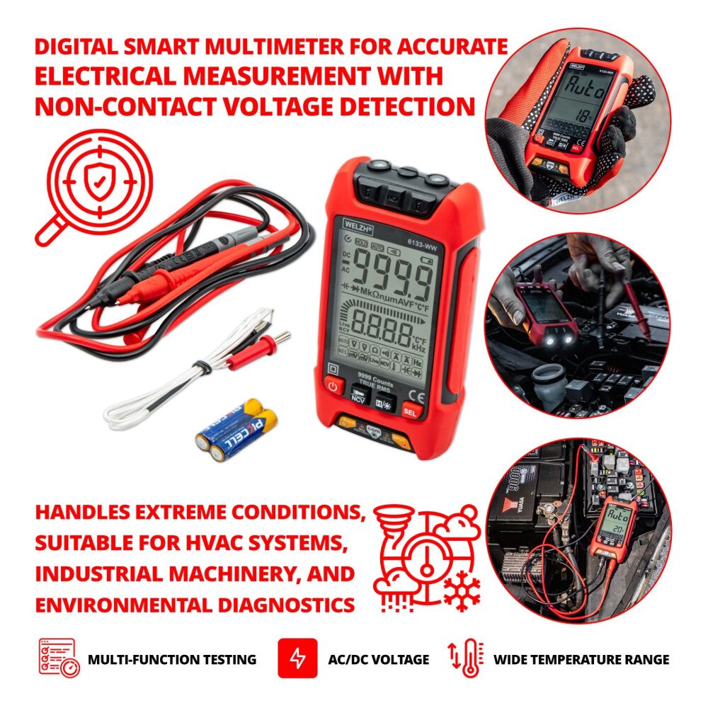 WELZH Digital Auto-Smart Multimeter 1000V With NCV 6133-WW