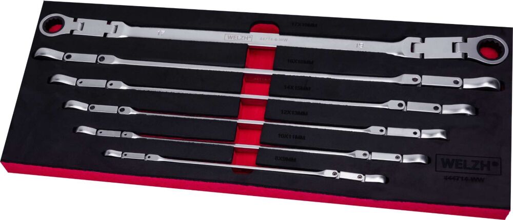 WELZH Double-Joint Ratchet Aviation Wrench Set 8-19 mm 44714-WW