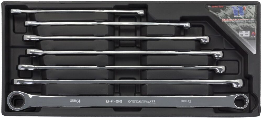 WELZH 7-Piece Aviation Ratchet Spanner Set; Ring & Ratchet, 8-19mm 60035-WW