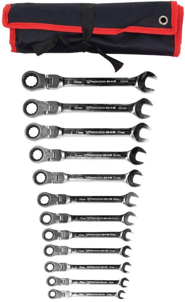 WELZH Ratchet Spanner Set; With Flexi-Head, 8-19mm 8010-WW