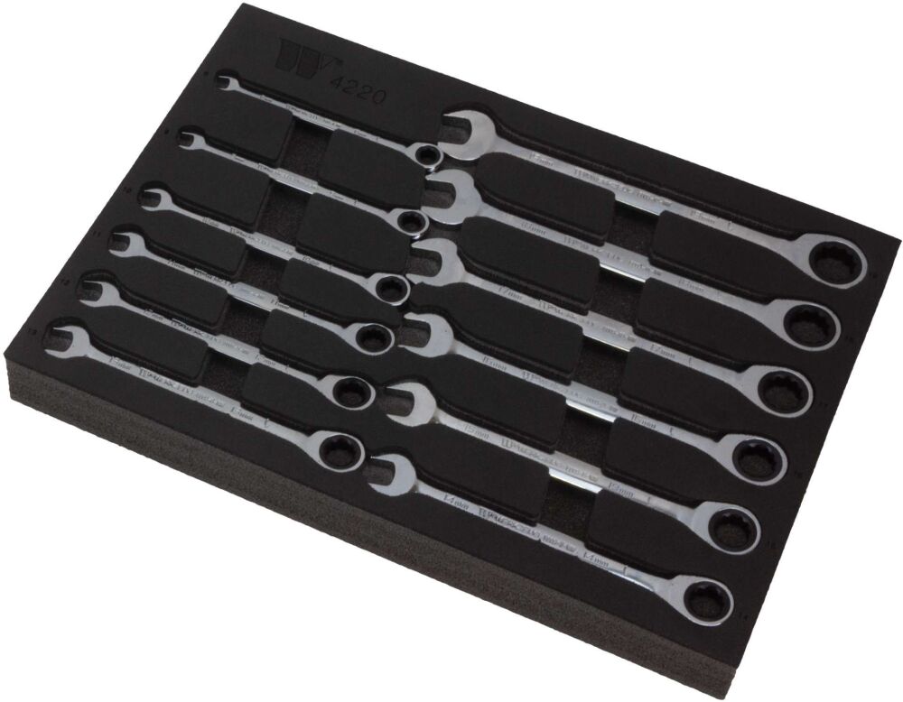 WELZH Ratchet Spanner Set;12-Piece 8-19 mm, EPE Foam Tray 4220-WW