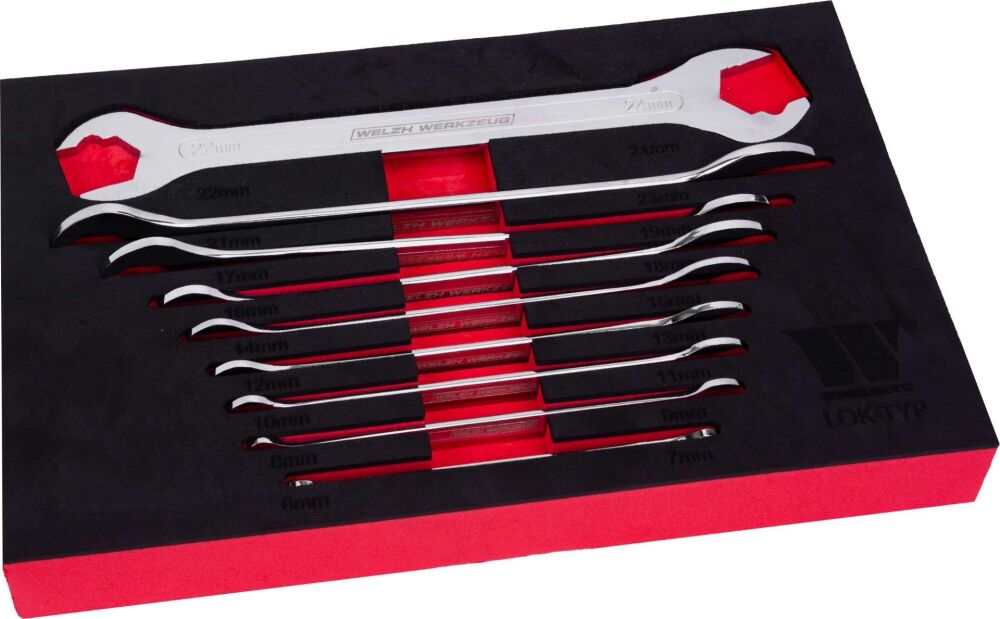 WELZH Super Ultra Thin 9-Piece''LOK-TYP'' Spanner Set 6-24-mm 4984-WW