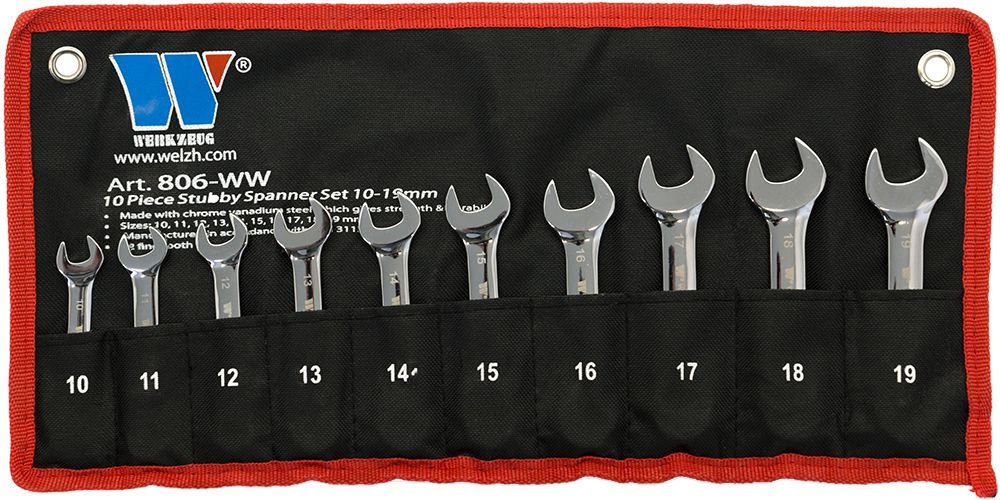 WELZH 10-Piece Stubby Spanner Set 10-19mm 806-WW