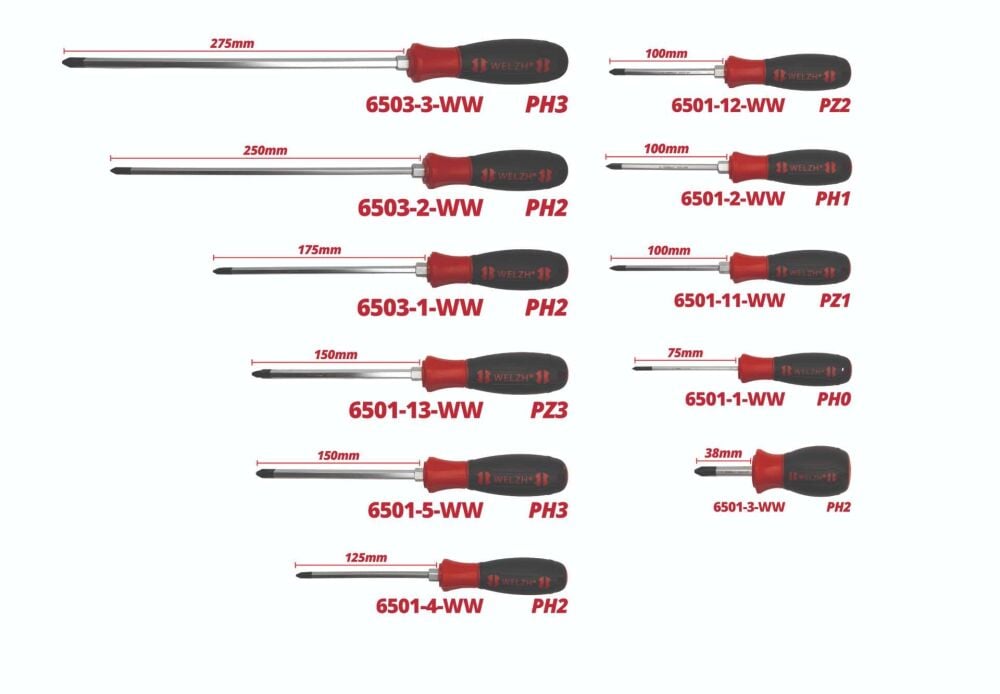 WELZH Screw-Mate™ 11-Piece Professional Screwdriver Set PH 6503-WW