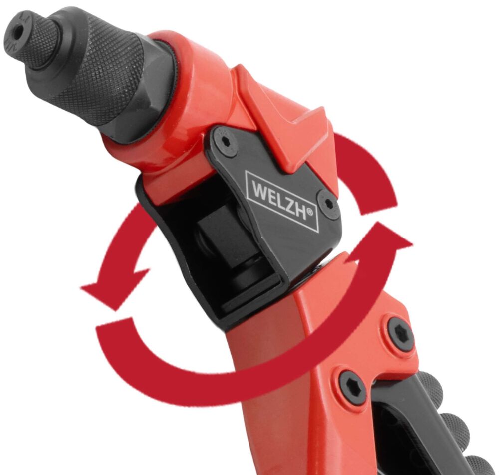 WELZH Professional 360° Swivel Head Nut & Riveter Set, 2.4-mm-4.8; M3-M6 mm 5687-WW