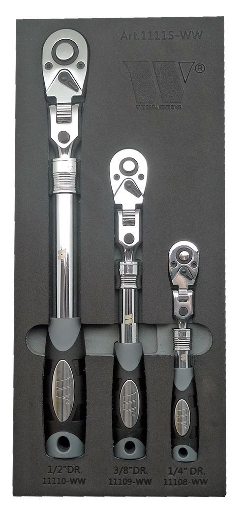 WELZH Ratchet Set; 3-Piece Telescopic, Flexi-Head & Lockable Set 11115-WW