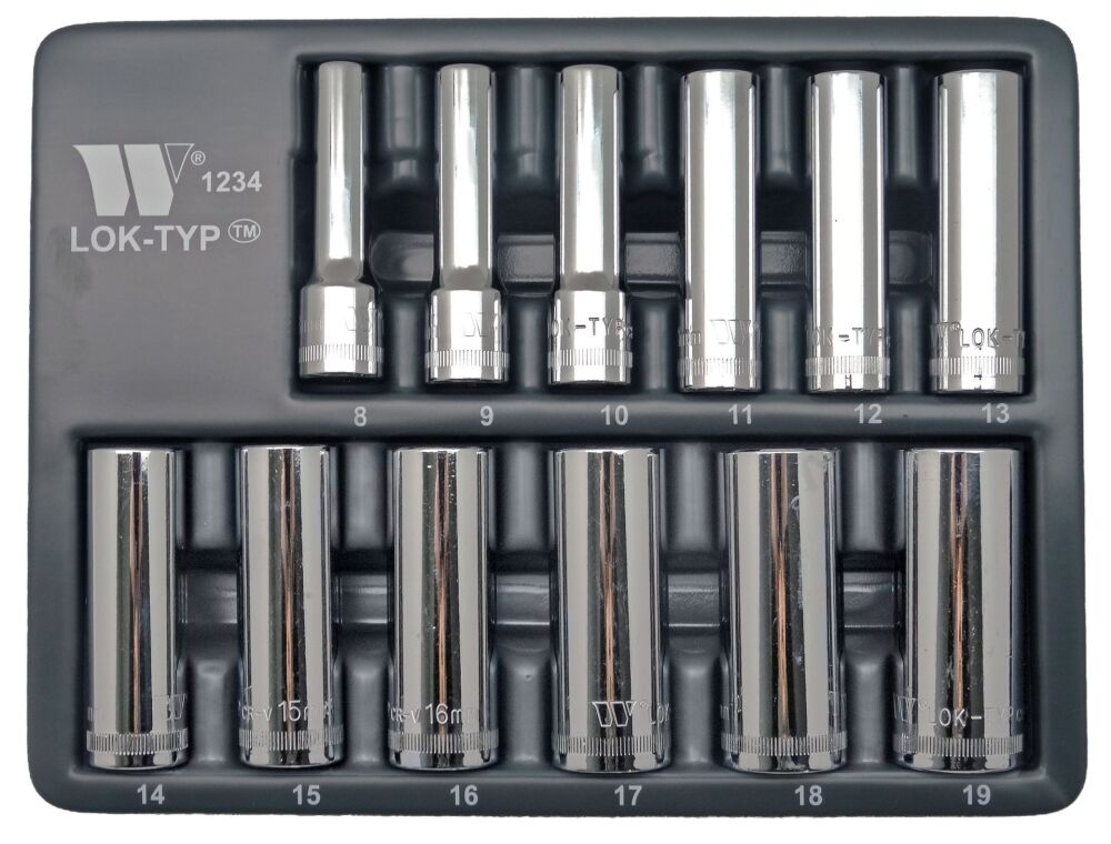 WELZH 12-Piece Lok-Typ Sockets Deep 3/8''dr 8-19mm 1234-WW