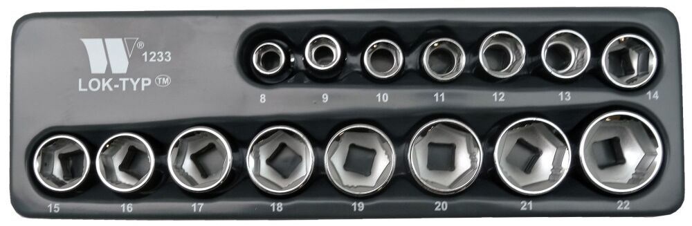 WELZH 15-Piece Lok-TYP Shallow Sockets 3/8''dr 8-22mm 1233-WW