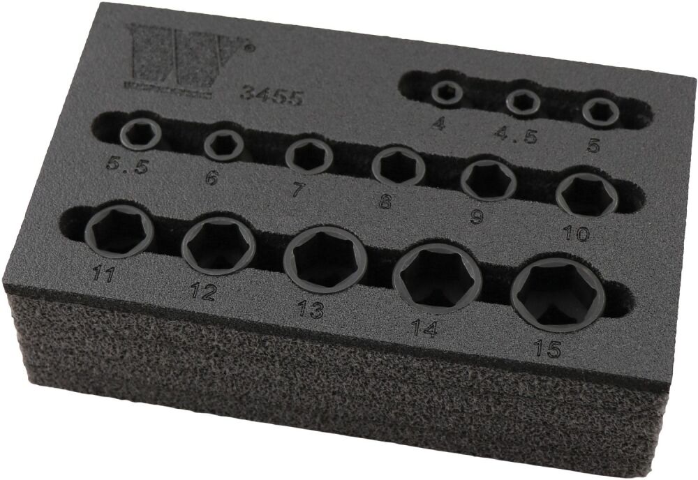 WELZH Socket Set; 14-Piece Impact, Shallow Sockets, 1/4''dr 3455-WW