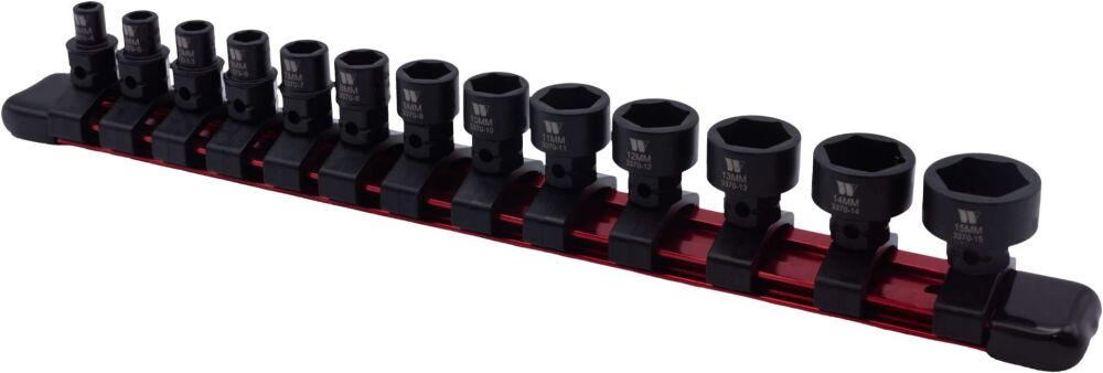 WELZH Impact Sockets, 13-Piece Extra Stubby Hex Shanked 1/4''dr 4-15mm 3370-WW