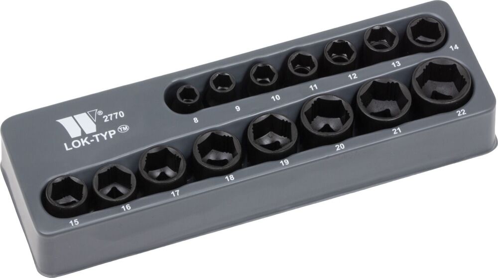 WELZH Socket Set; 3/8'', Shallow, Impact (Lok-Typ™) 8-22mm 2770-WW