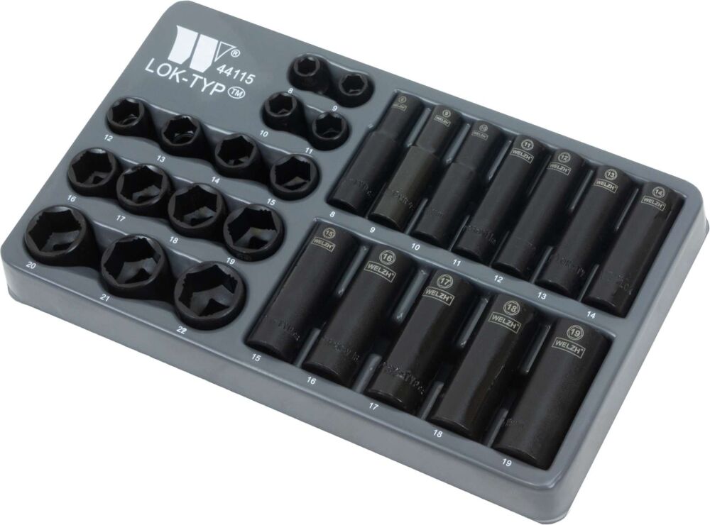 WELZH Socket Set; 3/8'', Deep & Shallow, Impact (Lok-Typ?) 8-19 mm 44115-WW