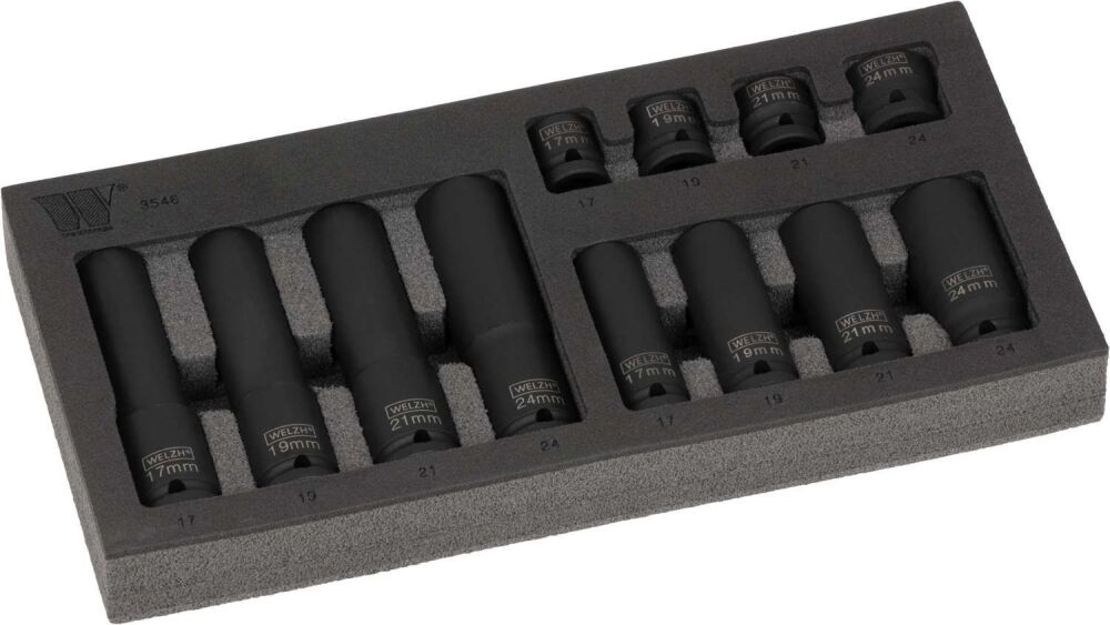 WELZH Socket Set; Impact Assortment, 12-Piece 1/2''dr 6-Point 3546-WW
